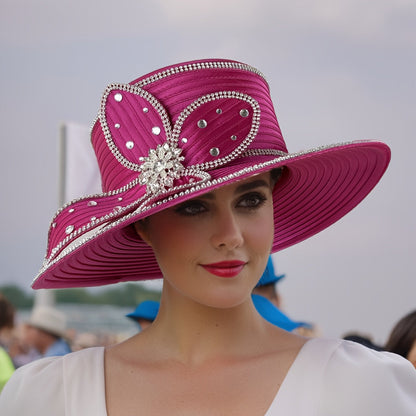 Hats - Handmade Ladies Church Hat - Elegant Decorated Women Fascinator Hat for - product detail view 14