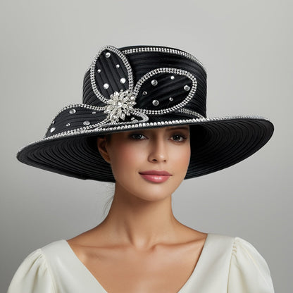Hats - Handmade Ladies Church Hat - Elegant Decorated Women Fascinator Hat for - product detail view 15