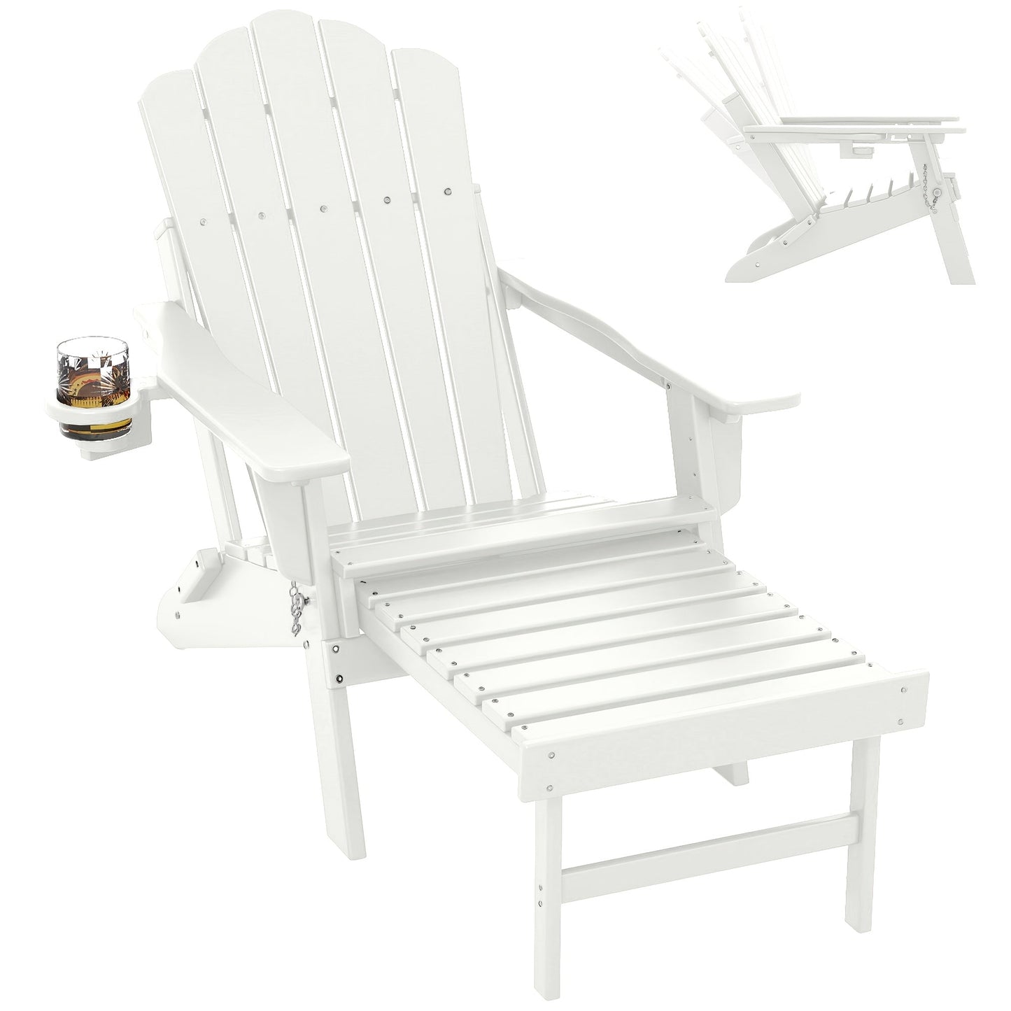 Adirondack Chair shown in the 5 backplate white, 1pc option