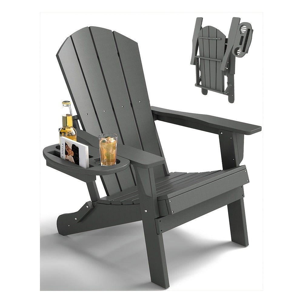 HDPE Adirondack Chair with Weather-Resistant Finish and Adjustable Backrest for Patio detail image - detail view 13