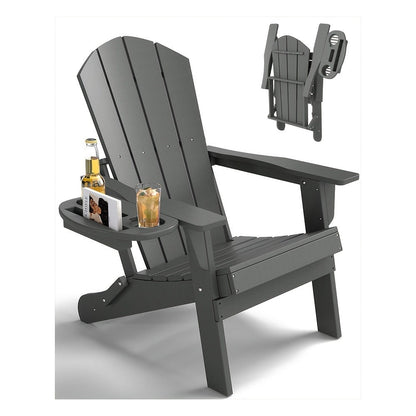 HDPE Adirondack Chair with Weather-Resistant Finish and Adjustable Backrest for Patio detail image - detail view 13