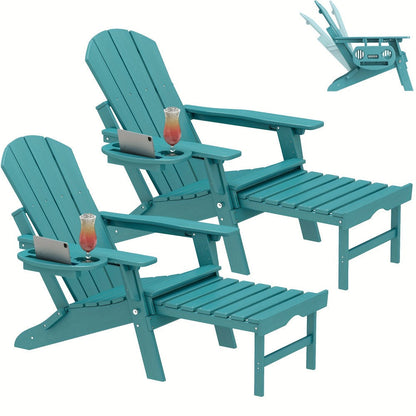 HDPE Adirondack Chair with Weather-Resistant Finish and Adjustable Backrest for Patio detail image - detail view 27