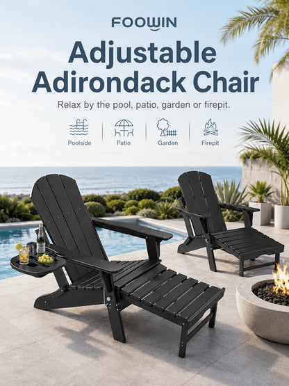 HDPE Adirondack Chair with Weather-Resistant Finish and Adjustable Backrest for Patio detail image - detail view 30