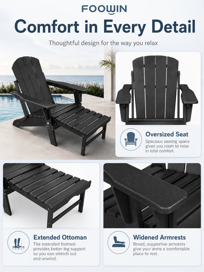 HDPE Adirondack Chair with Weather-Resistant Finish and Adjustable Backrest for Patio detail image - detail view 34