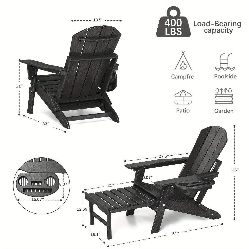 HDPE Adirondack Chair with Weather-Resistant Finish and Adjustable Backrest for Patio detail image - detail view 4