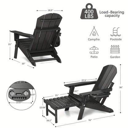 HDPE Adirondack Chair with Weather-Resistant Finish and Adjustable Backrest for Patio detail image - detail view 4