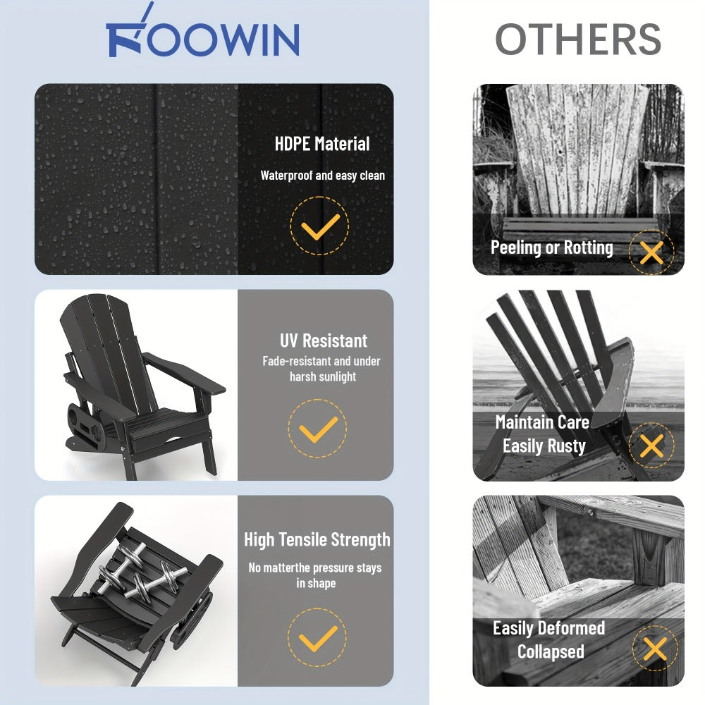 HDPE Adirondack Chair with Weather-Resistant Finish and Adjustable Backrest for Patio detail image - detail view 6
