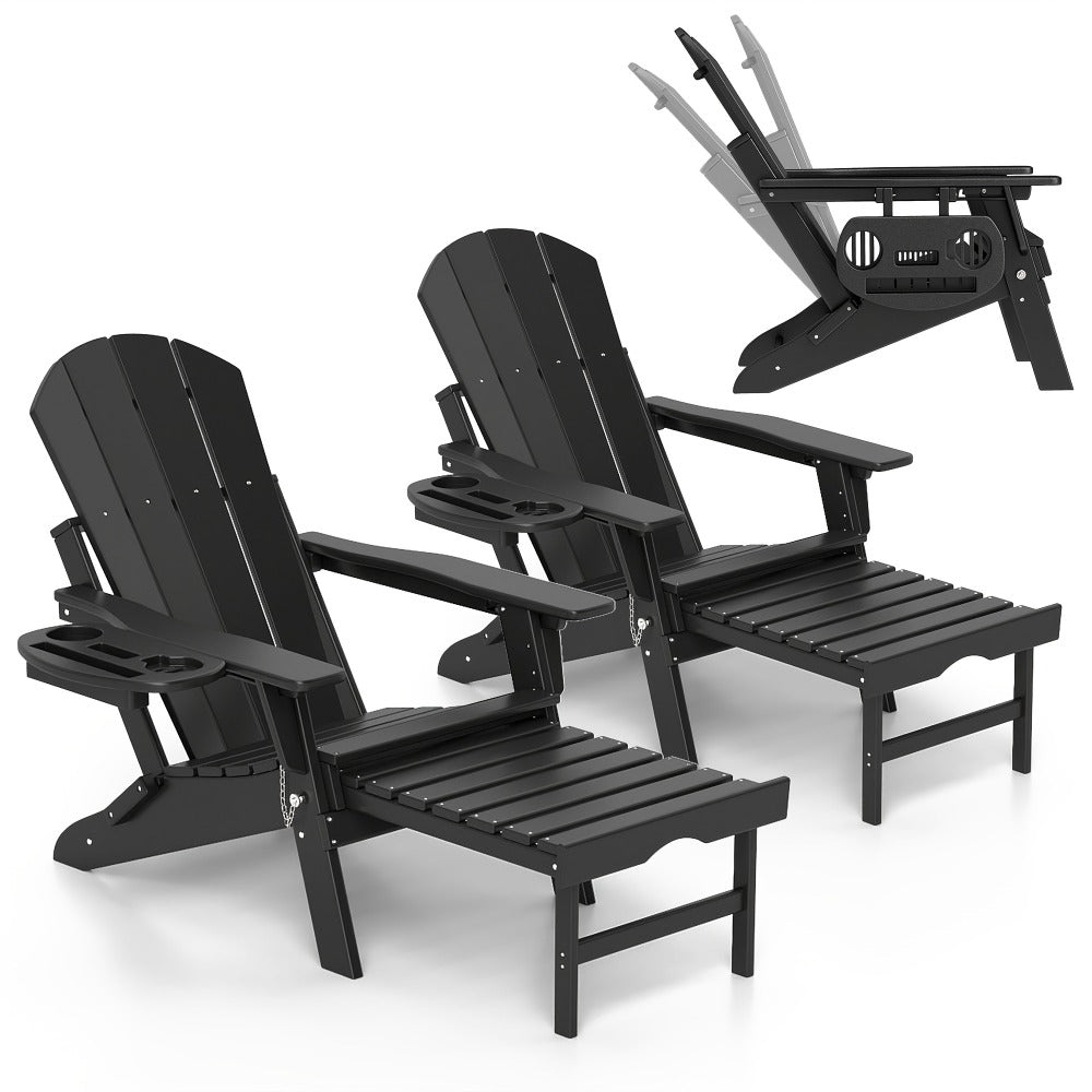 HDPE Adirondack Chair with Weather-Resistant Finish and Adjustable Backrest for Patio detail image - detail view 7