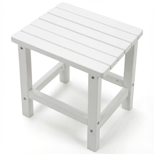 Outdoor Side Table shown in the White, HDPE Single-Tier Side Table 07 option