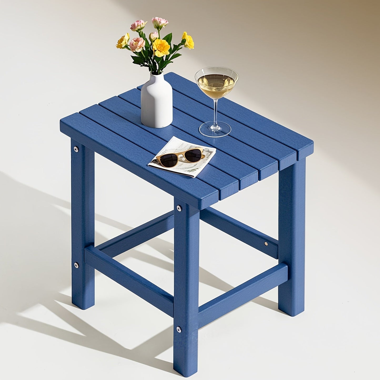 Outdoor Side Table shown in the Navy Blue option