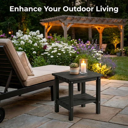 HDPE Outdoor Side Table with Weather-Resistant Finish, Outdoor Accent Table for Patio detail image - detail view 11