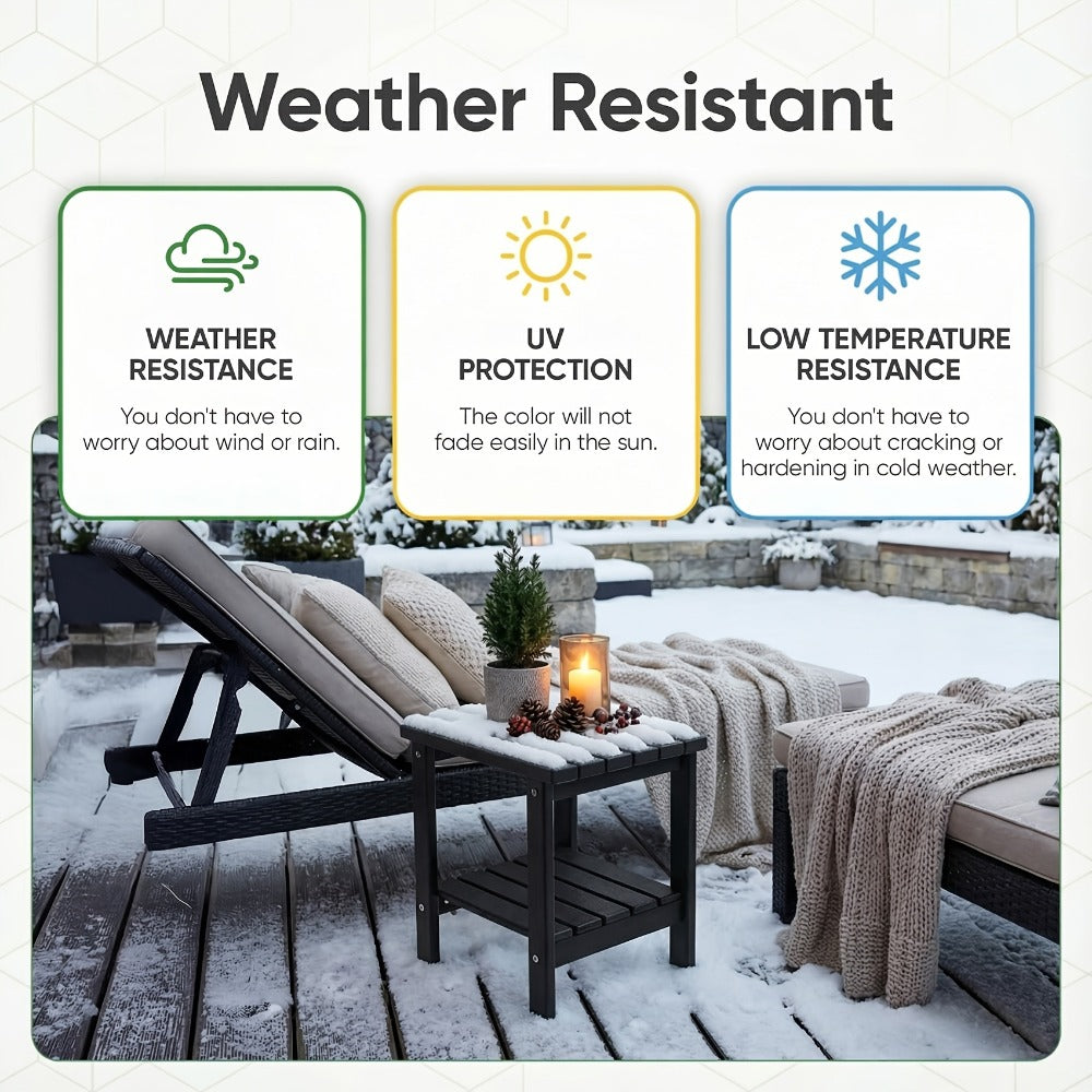HDPE Outdoor Side Table with Weather-Resistant Finish, Outdoor Accent Table for Patio detail image - detail view 3