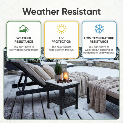 HDPE Outdoor Side Table with Weather-Resistant Finish, Outdoor Accent Table for Patio detail image - detail view 3