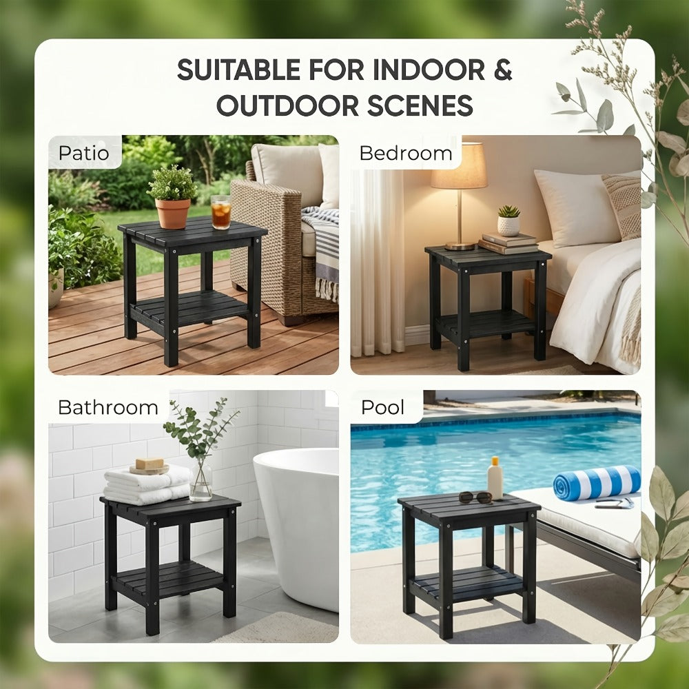 HDPE Outdoor Side Table with Weather-Resistant Finish, Outdoor Accent Table for Patio detail image - detail view 5