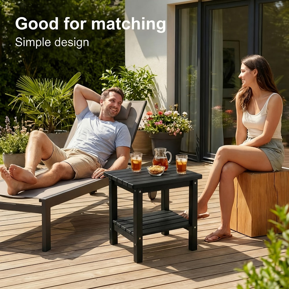 HDPE Outdoor Side Table with Weather-Resistant Finish, Outdoor Accent Table for Patio detail image - detail view 7