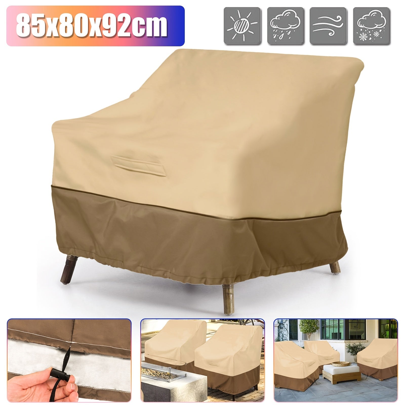 Patio Furniture Cover shown in the Beige, 1pc option