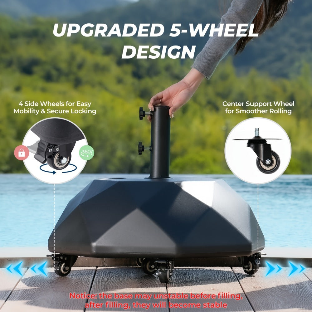 Heavy-Duty HDPE Umbrella Base with Rolling Wheels for Outdoor Shade and Protection detail image - detail view 3