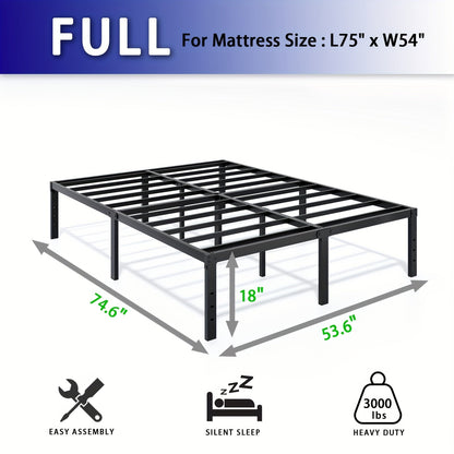 Bed Frame shown in the FULL, 18inch option