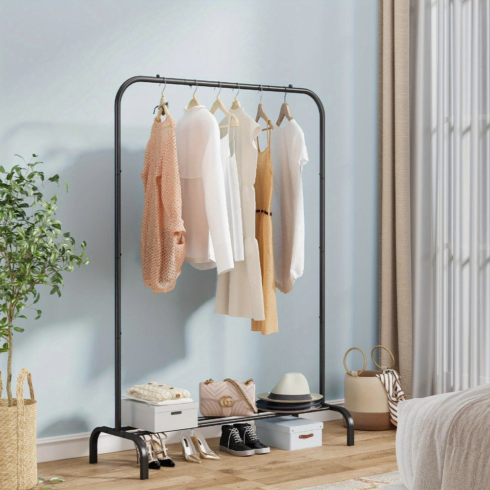 Heavy-Duty Metal Clothes Rack with Rolling Wheels and Large-Capacity Storage detail image - detail view 3