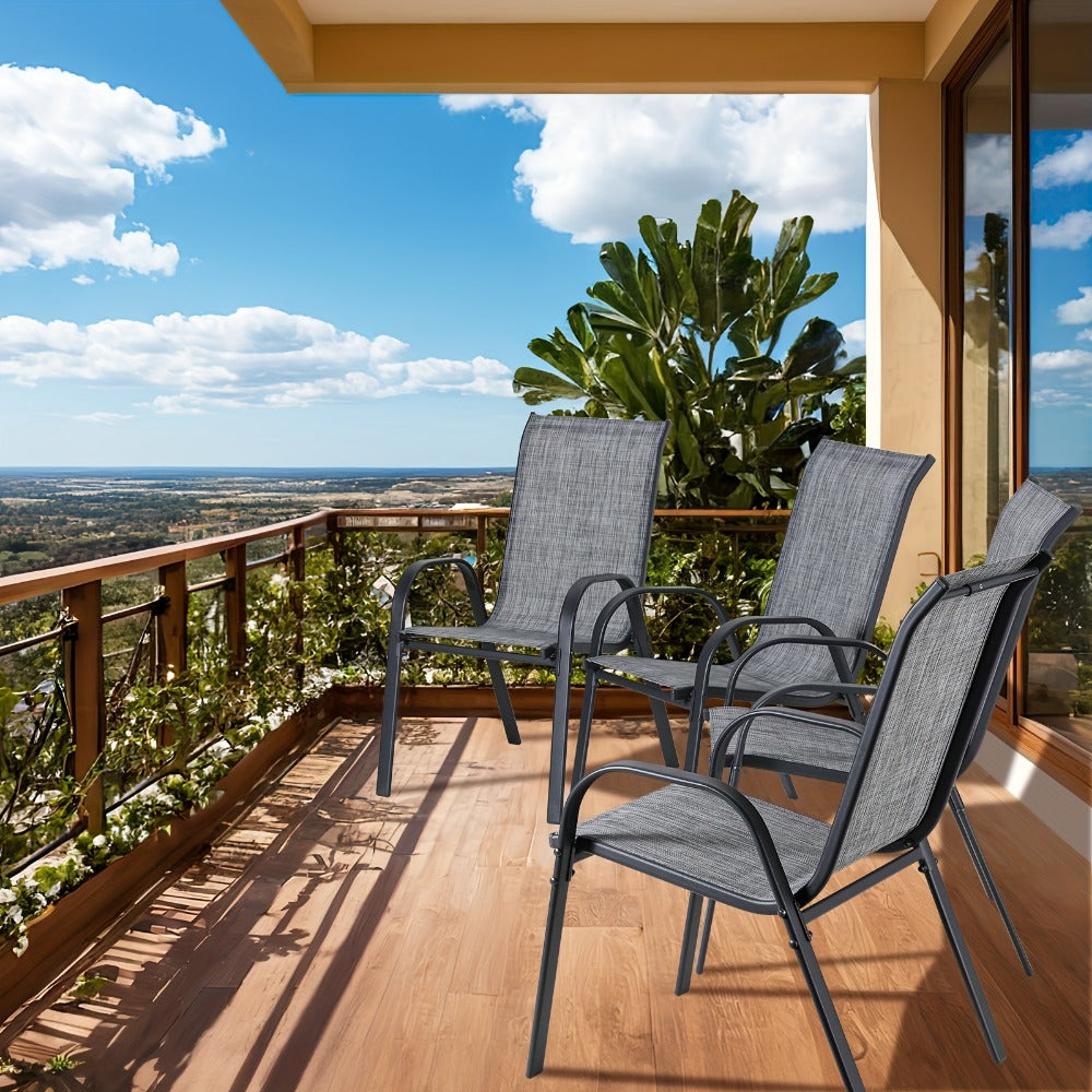 Heavy-Duty Patio Dining Chair with Armrests and Stackable Design detail image - detail view 13
