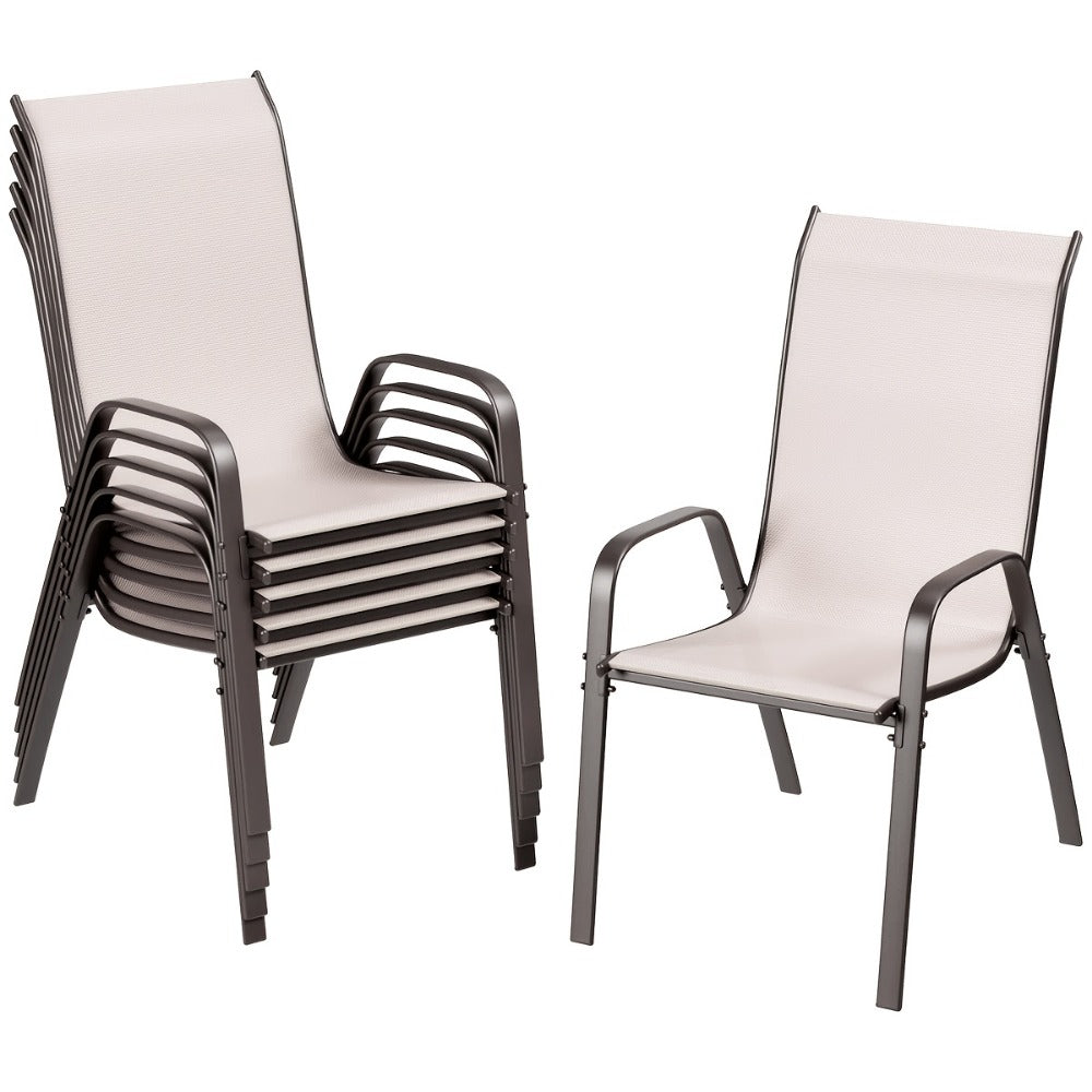 Heavy-Duty Patio Dining Chair with Armrests and Stackable Design detail image - detail view 14