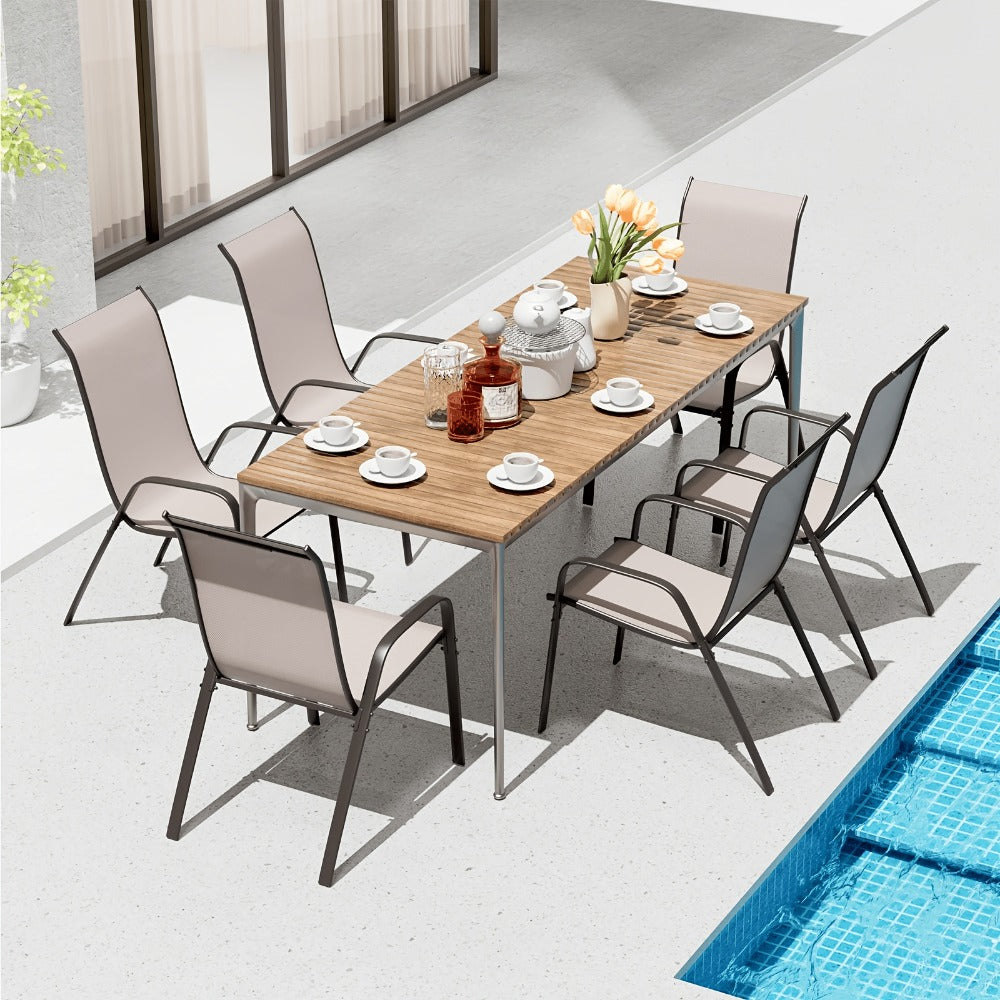 Heavy-Duty Patio Dining Chair with Armrests and Stackable Design detail image - detail view 21