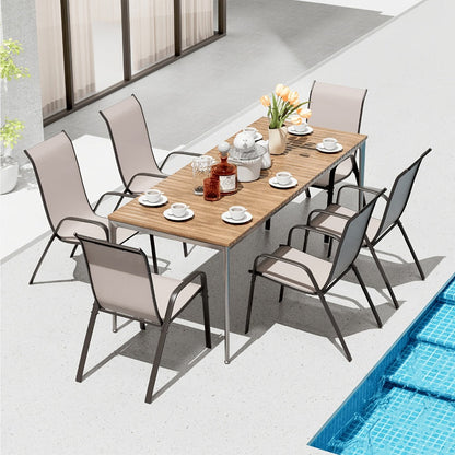 Heavy-Duty Patio Dining Chair with Armrests and Stackable Design detail image - detail view 21