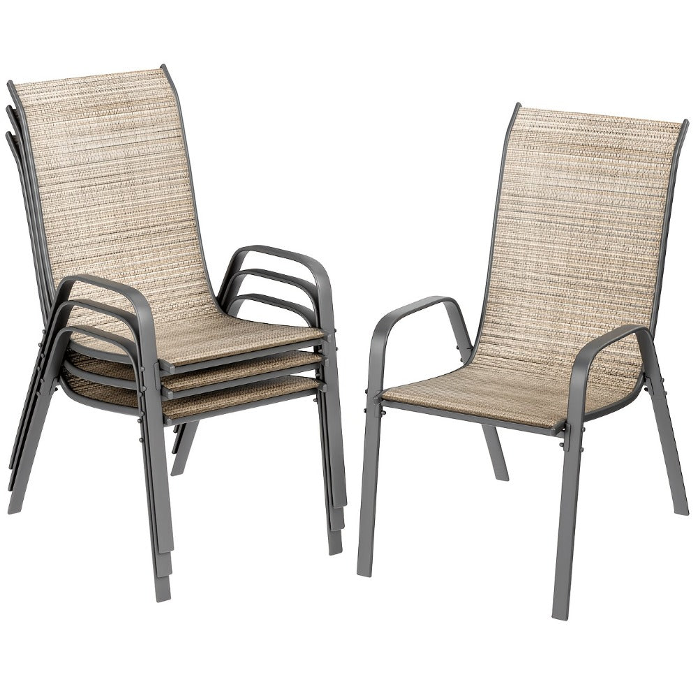 Heavy-Duty Patio Dining Chair with Armrests and Stackable Design detail image