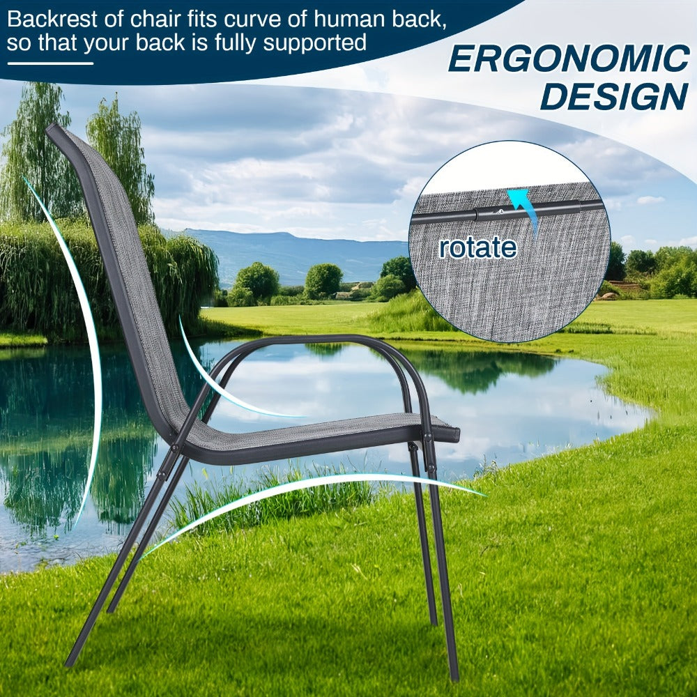 Heavy-Duty Patio Dining Chair with Armrests and Stackable Design detail image - detail view 6