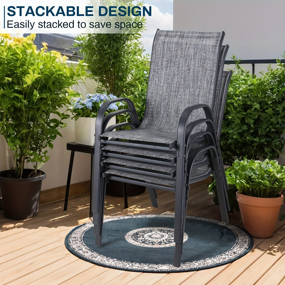 Heavy-Duty Patio Dining Chair with Armrests and Stackable Design detail image - detail view 9