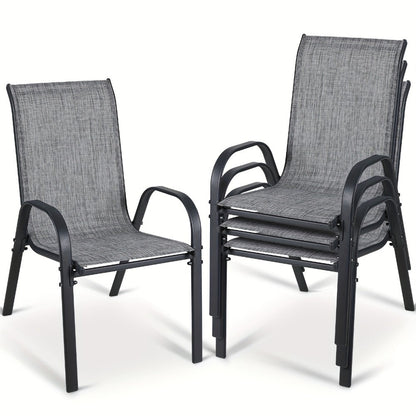 Patio Dining Chair, Stackable Patio Dining Chairs Set with Armrests Heavy Duty Breathable shown in the main product view