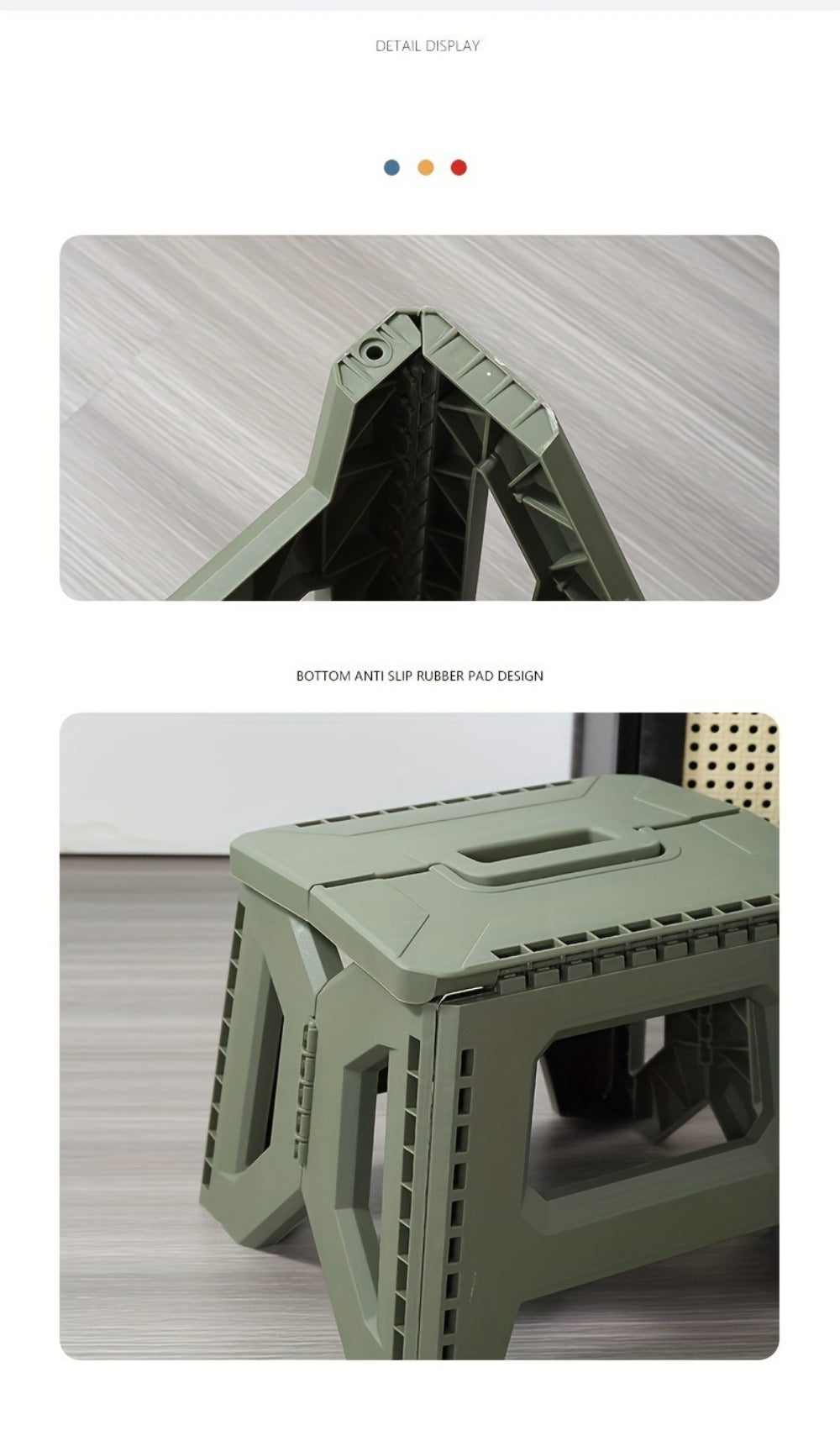 Heavy-Duty Plastic Folding Stool with Carry Handle and Tool-Free Assembly detail image - detail view 18