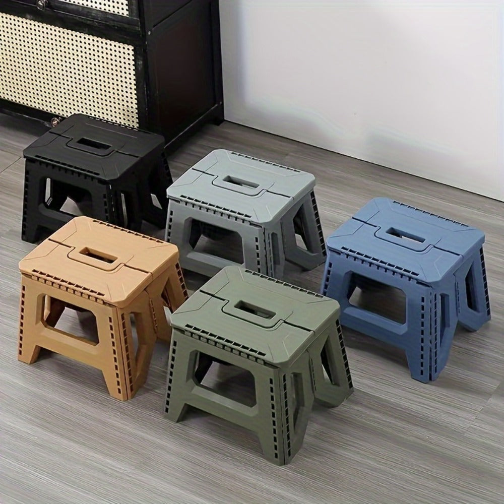Heavy-Duty Plastic Folding Stool with Carry Handle and Tool-Free Assembly detail image
