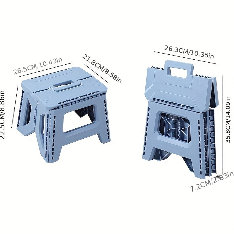 Folding Stool shown in the Blue, 330 lbs option
