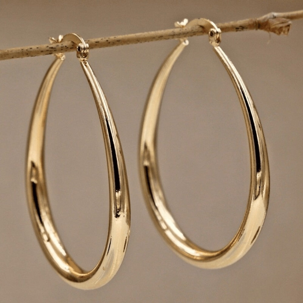 Hoop Earrings for Women - for Bohemian Retro Minimalist Gold No-Plating Nickel-Free Sensitive Ears - product detail view 3