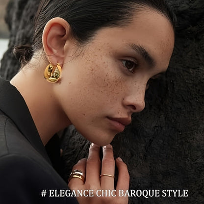 Hoop Earrings for Women - Chunky 925 Sterling Silver - Wide Thick Hypoallergenic Large for , Bold - product detail view 4