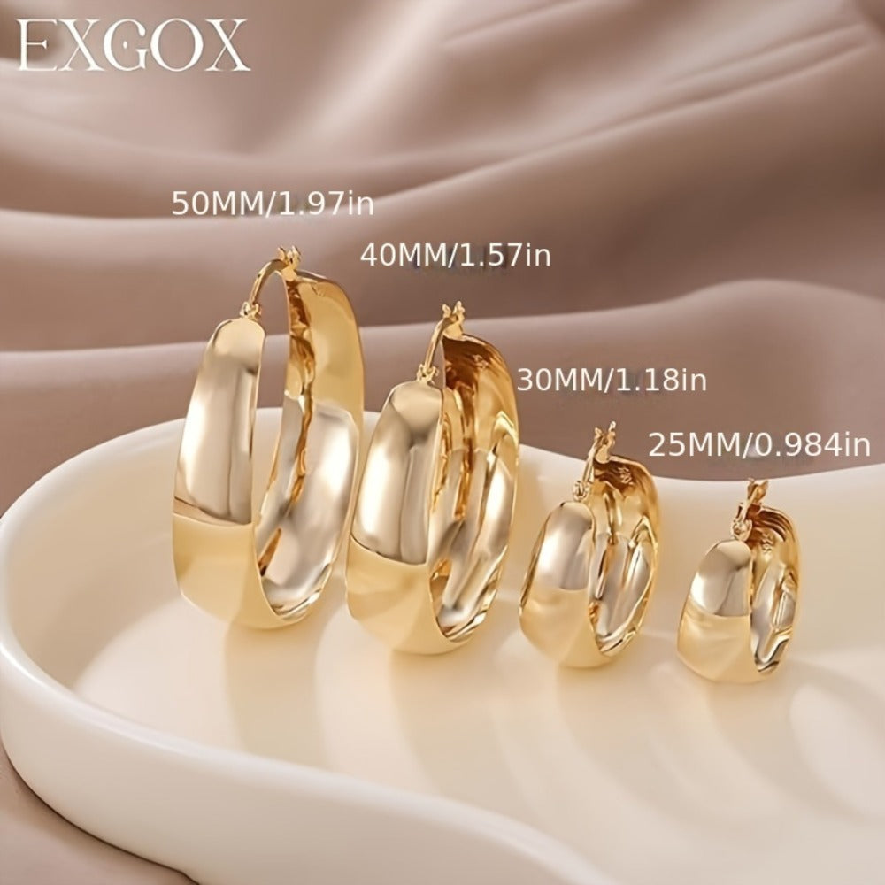 Hoop Earrings for Women - Chunky 925 Sterling Silver - Wide Thick Hypoallergenic Large for , Bold - product detail view 12