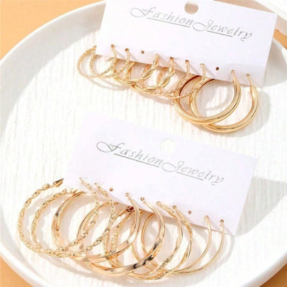Hoop Earrings for Women - Metal Twist Set 16Pcs - Hypoallergenic Gold Huggie for , Minimalist - product detail view 4