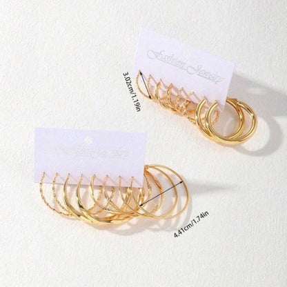 Hoop Earrings for Women - Metal Twist Set 16Pcs - Hypoallergenic Gold Huggie for , Minimalist - product detail view 6