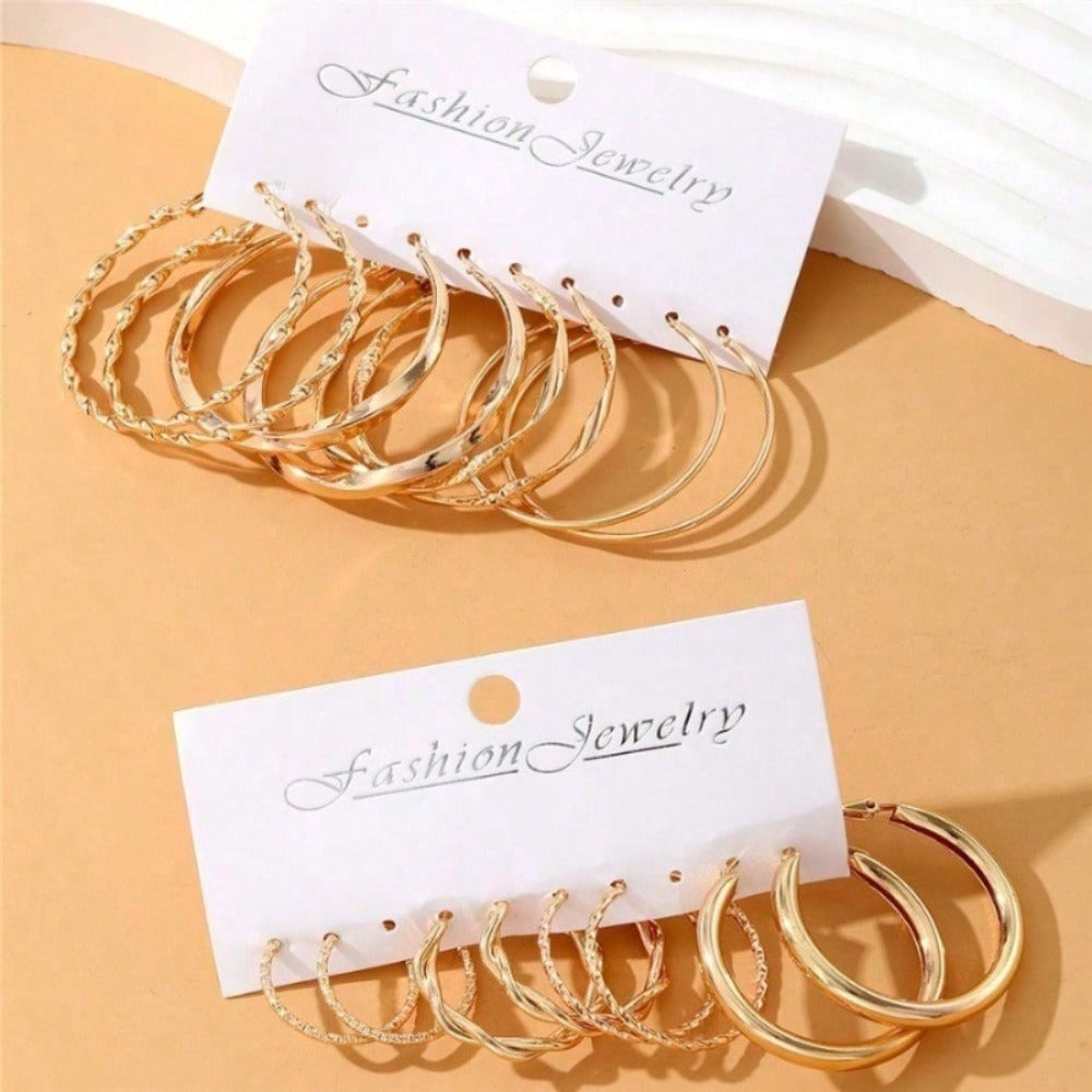 Hoop Earrings for Women - Metal Twist Set 16Pcs - Hypoallergenic Gold Huggie for , Minimalist - product detail view 7