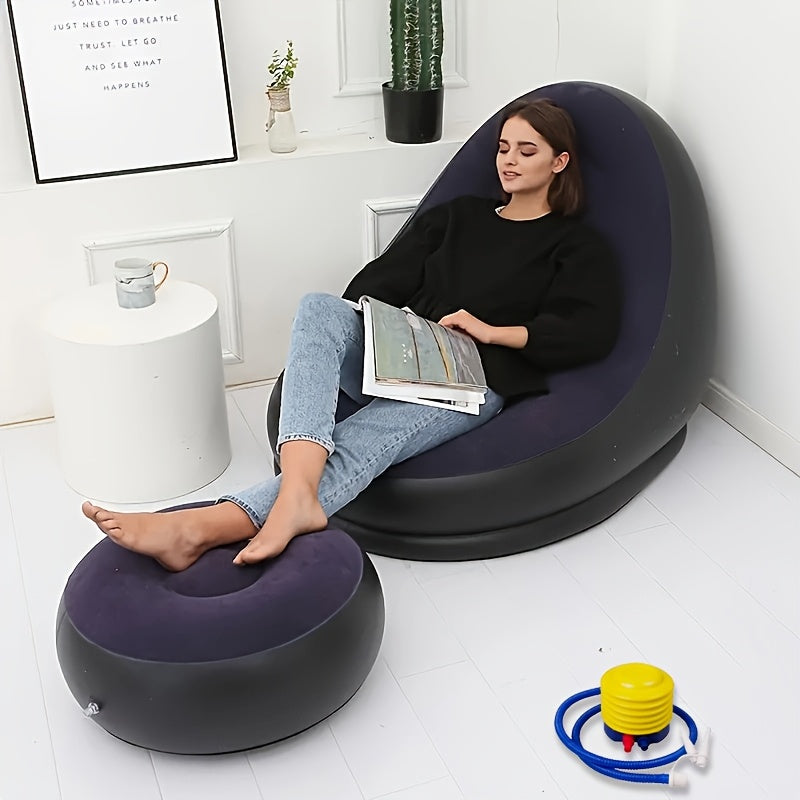Inflatable Sofa shown in the Navy Blue option
