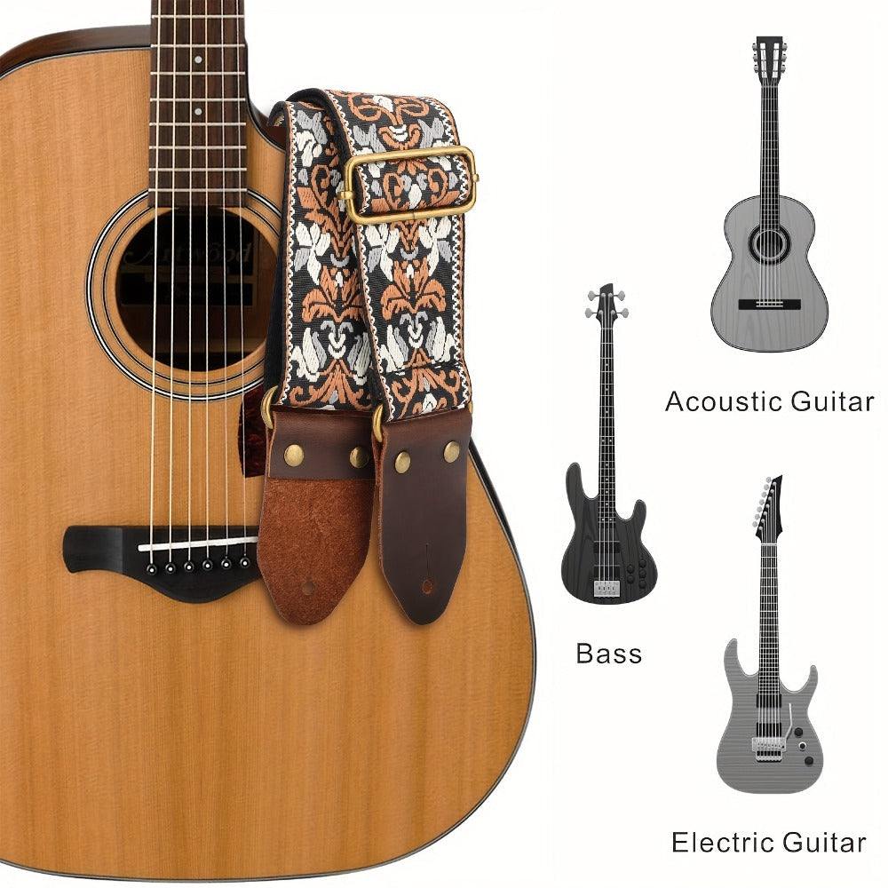 Jacquard Guitar Strap, 2-Inch Adjustable Strap with Picks and Locks detail image - detail view 5