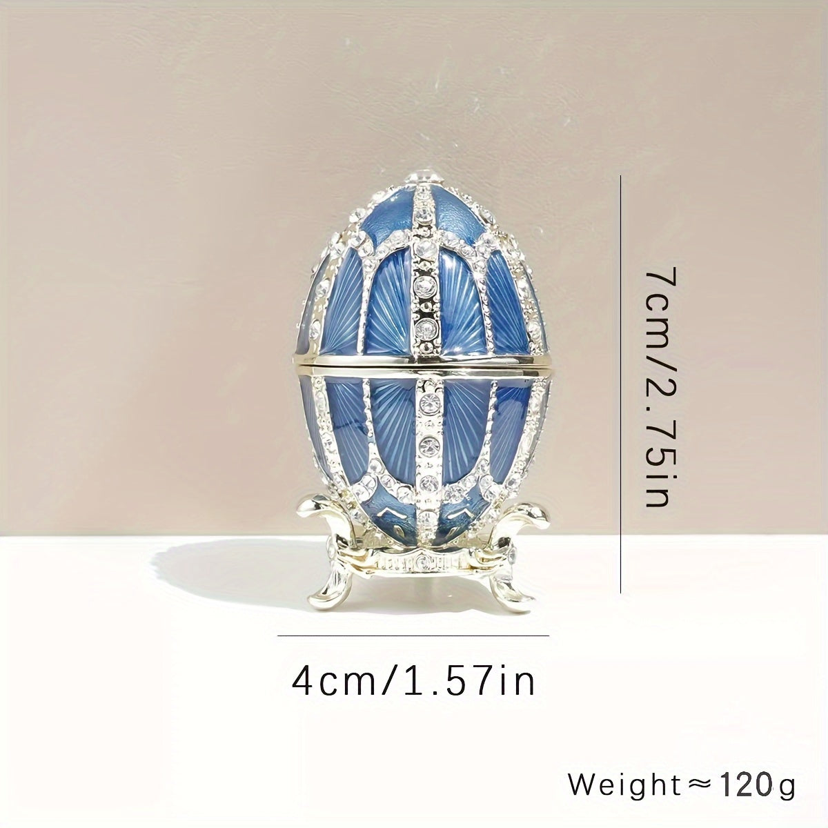 Jewelry Box - Faberge-Style Enamel Magnetic Closure Metal Trinket Organizer for - product detail view 7