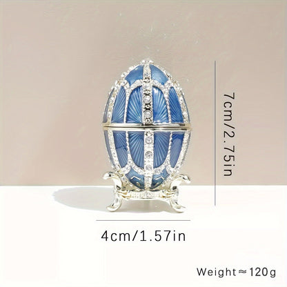 Jewelry Box - Faberge-Style Enamel Magnetic Closure Metal Trinket Organizer for - product detail view 7
