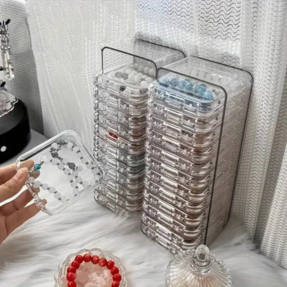 Jewelry Box - Organizer Stackable Clear 13-Piece Transparent Dust-Proof Storage - product detail view 8