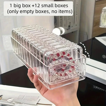 Jewelry Box - Organizer Stackable Clear 13-Piece Transparent Dust-Proof Storage - product detail view 9