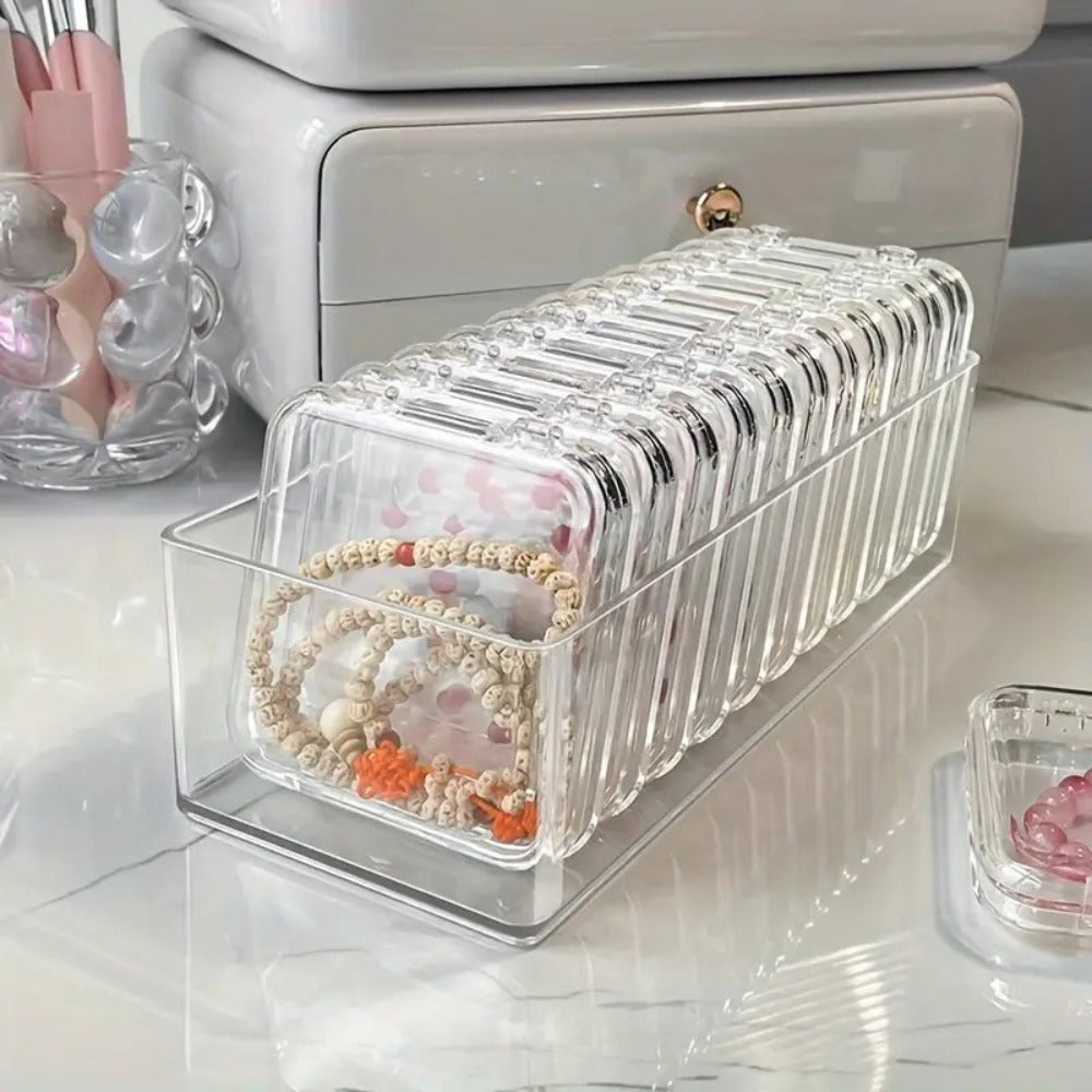 Jewelry Box - Organizer Stackable Clear 13-Piece Transparent Dust-Proof Storage - product detail view 13