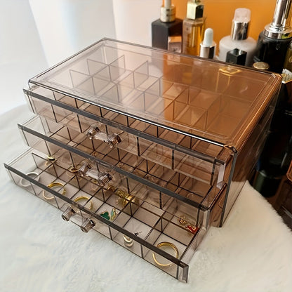 Jewelry Box - Storage 3 Layer 72 Grid Large Capacity Ring Earring Necklace Organizer - product detail view 10