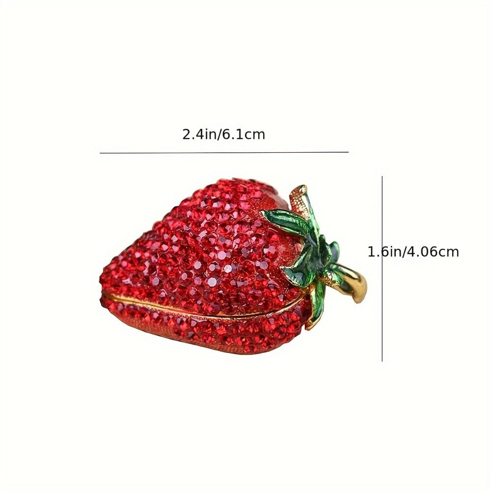 Jewelry Box - Strawberry Red Creative Trinket for Women Ring Holder Cute Novelty Gift - product detail view 6
