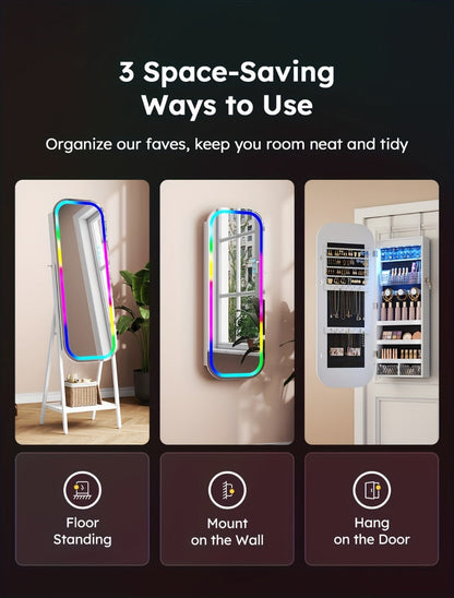 Jewelry Cabinet with LED Lighting for Organized Everyday Storage in Bedroom detail image - detail view 18
